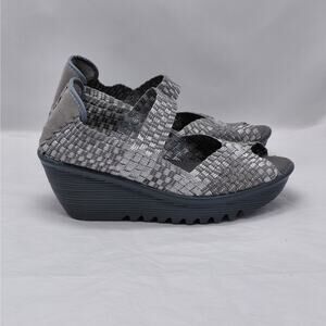 bernie mev Womens Wedge Sandals EU 38 Silver  Comfort Woven Stretch Hallie